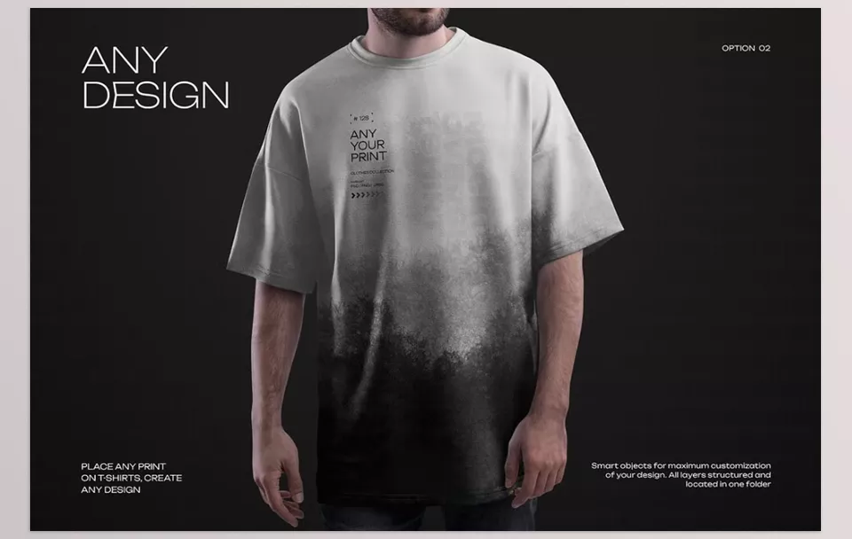 3 Mockups Oversize T-shirt - Designers can take advantage of seamless, organized layers that simplify the editing process.