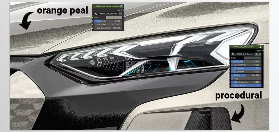 MOUVAL Automotive Material Library - Jump in and watch your models gleam with finishes that reflect reality, not just pixels.