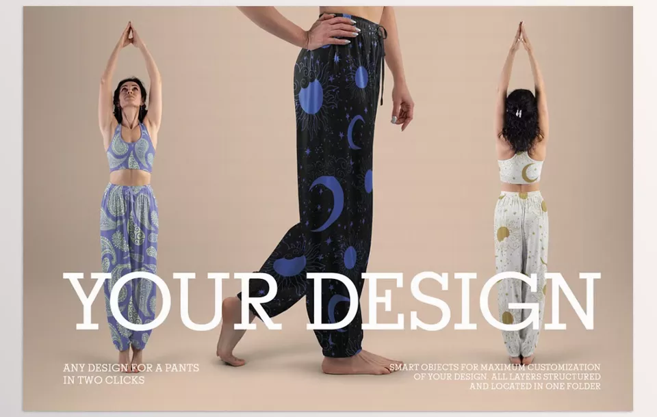 Mockup Wide Leg Pants and Top - Expression of individual artistry through tailored patterns as well ad colors is showcased through flexible layers.