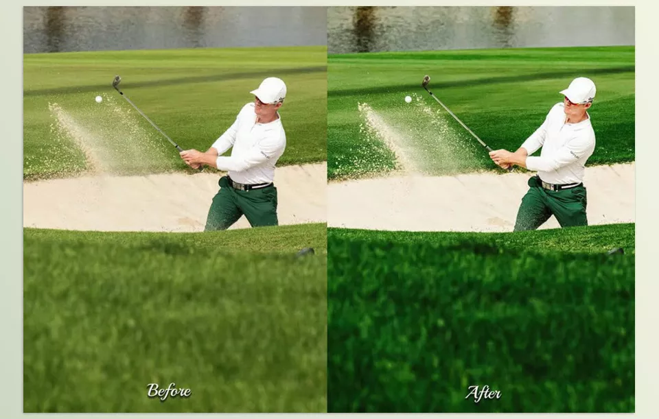 30 Golf Lightroom and Luts Collection - Dynamic, cinematic tones and effects will be added to sports photos instantly.