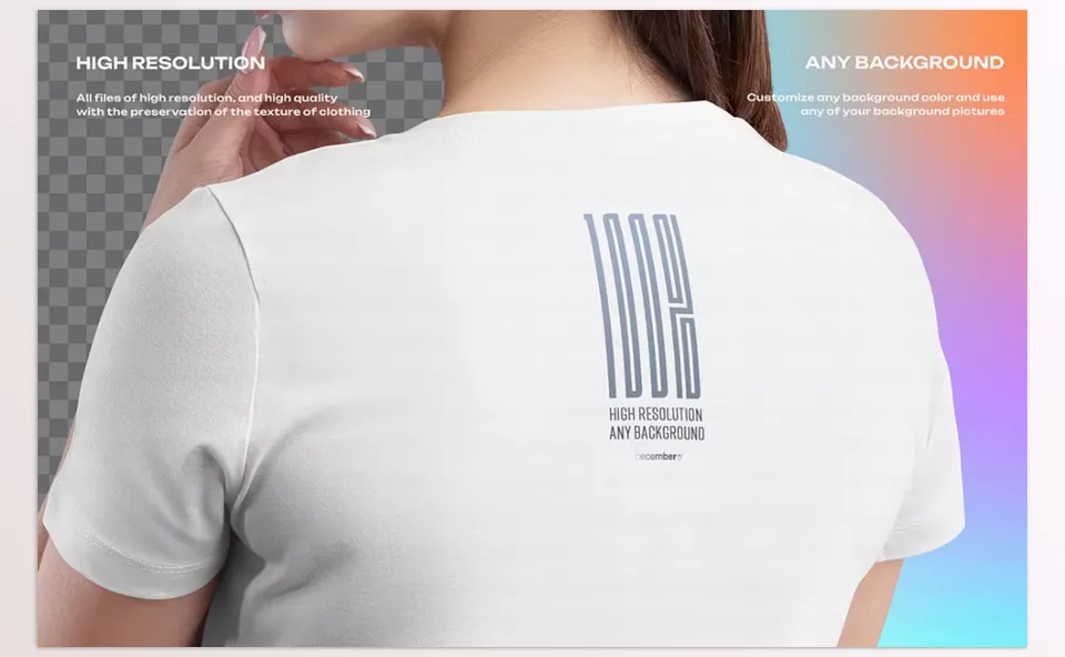 Mockup Woman V-Neck T-Shirt - High-resolution files in conjunction with intelligent design options can elevate fashion mockups and offer amazing presentation capabilities.