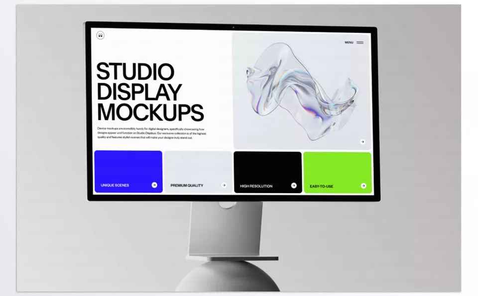 Studio Display Mockups vol.2 - Mockups featuring natural elements let you experience the perfect blend of nature and design.