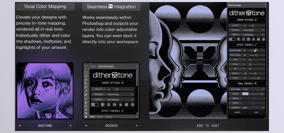 DitherTone PRO - Every artistic style can be catered for with over 30 available dithering options, so your creativity can really flourish.