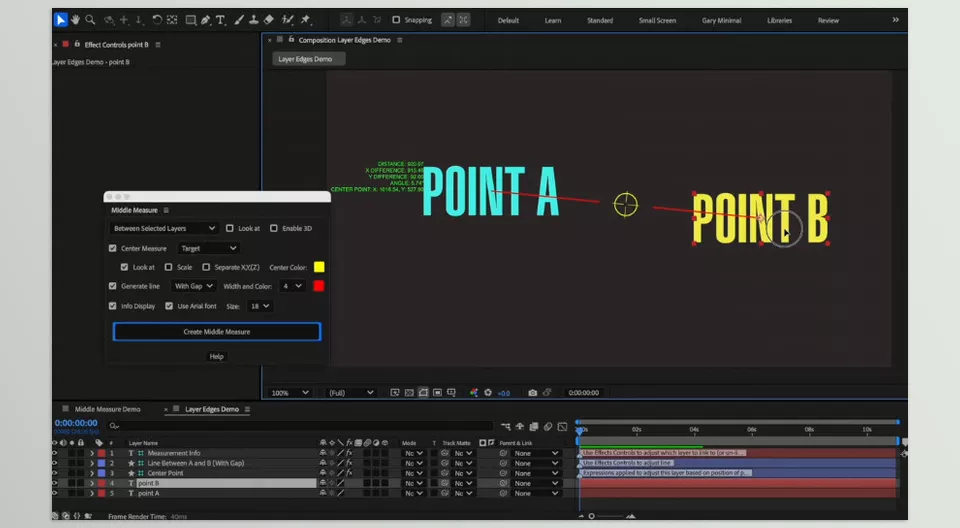Middle Measure - Use dynamic expressions to easily join layers together and position them in 3D space.
