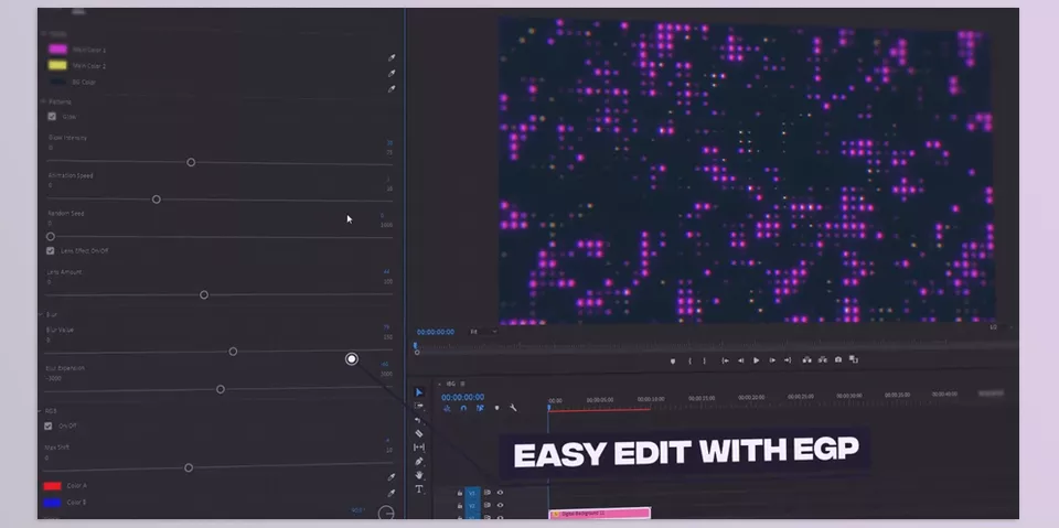 iBG | 300+ Loop Backgrounds for Premiere Pro - Quick editing in Essential Graphics Panel.
