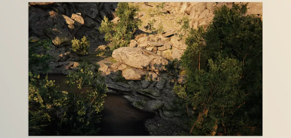 Mountain Lake Forest Pack - Many pre-made rock group prefabs for faster world creation.