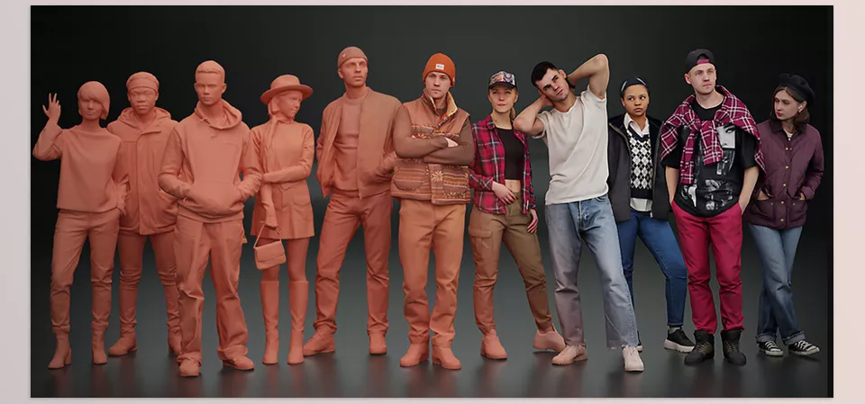 Kanistra People Asset Library - Cghuman now offers you many scanned humans which can enhance your architectural visuals along other cg elements making them alive bringing emotion realism into your projects