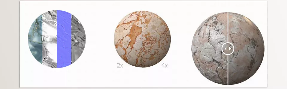 Anorld Marble Materials for Cinema 4D - Completely flawless application with the guarantee of our materials being 100 percent seamless.