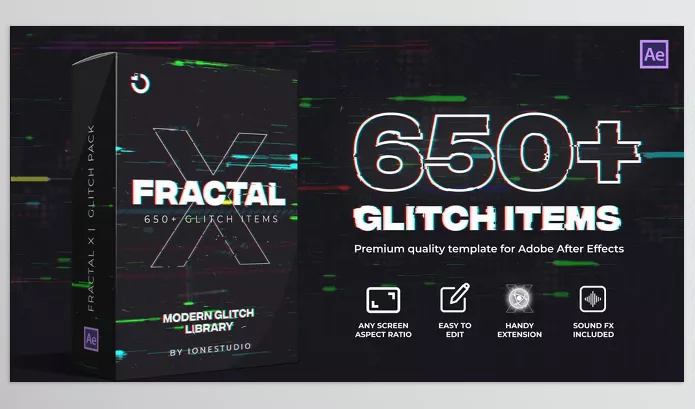 Project – FRACTAL X | 650+ Glitch Pack by ionestudio – Download 36865814