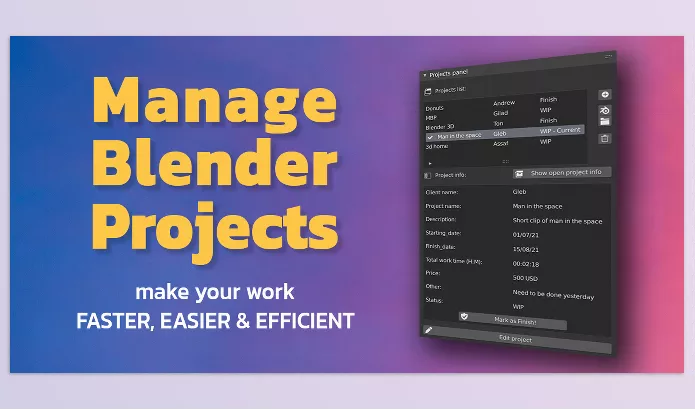 Blender Addon – Manage Blender Projects – Mbp by GilaDDD – Download