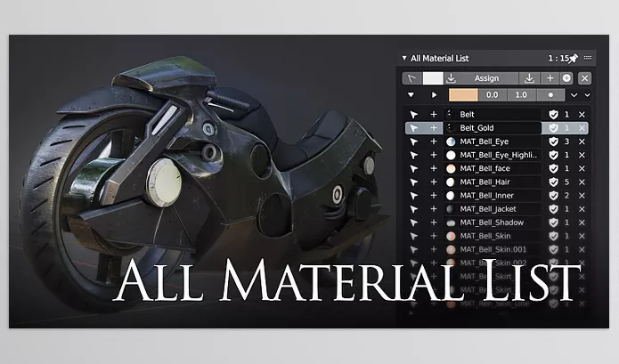Blender Addon – All Material List by Bookyakuno – Download