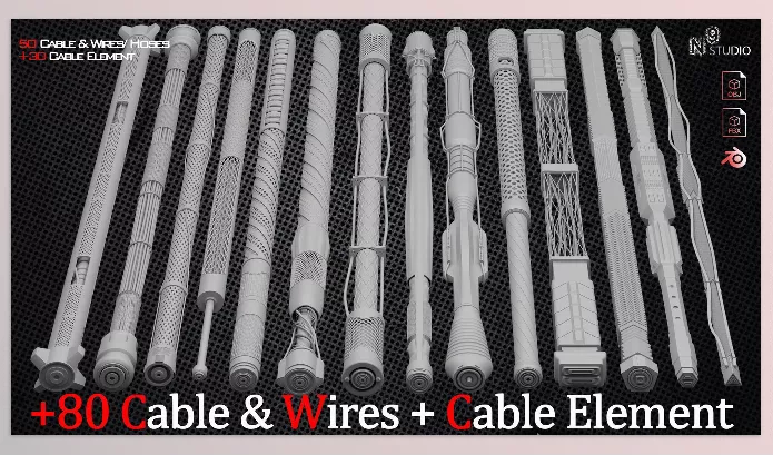 Blender Addon – +80 Cable,Wires, Hoses And Cable Element by N9 Studio – Download