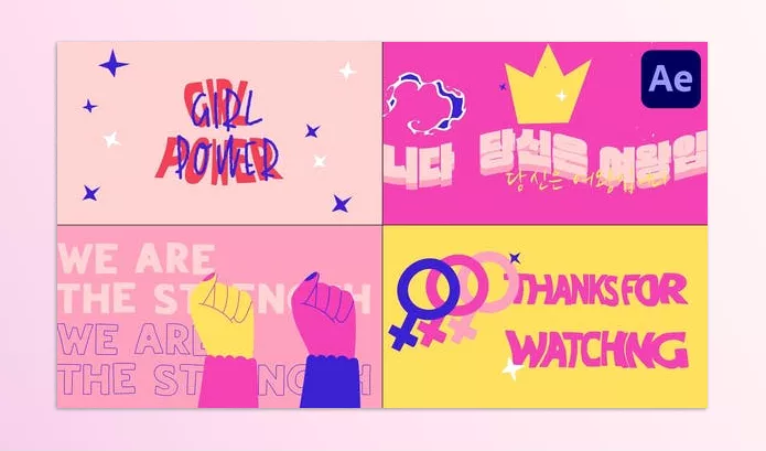 Project – Girl Power Typography Scenes for After Effects by BoxOfMotion – Download 51236598