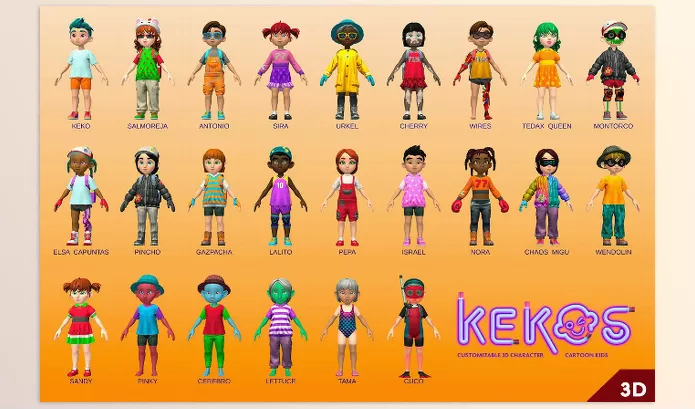 Unity Asset – KEKOS – Customizable 3D Character Cartoon Kids by Mameshiba Games – Download