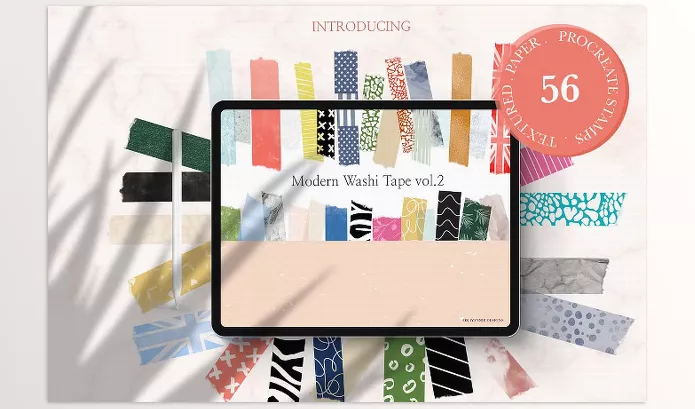 Photoshop Plugin – Modern Washi Tape Vol2 for Procreate by OkayAnnie Designs – Download