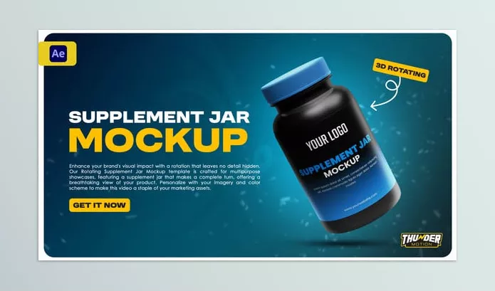Plugin – Supplement Jar Video Mockup by ThunderMotion – Download 54401432