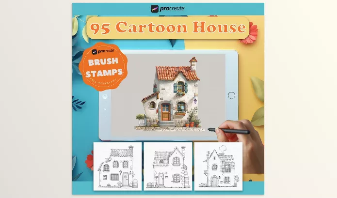 Photoshop Plugin – Cartoon House, 95 Procreate Stamps by Etsy – Download