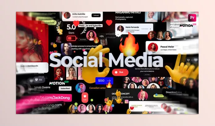 Motion Template – Social Media Graphics Pack for Premiere Pro by Pixrate – Download 49300033