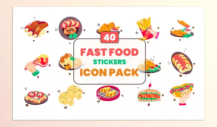 Plugin – Fast Food Stickers Icon Pack by motiongel – Download 57221507