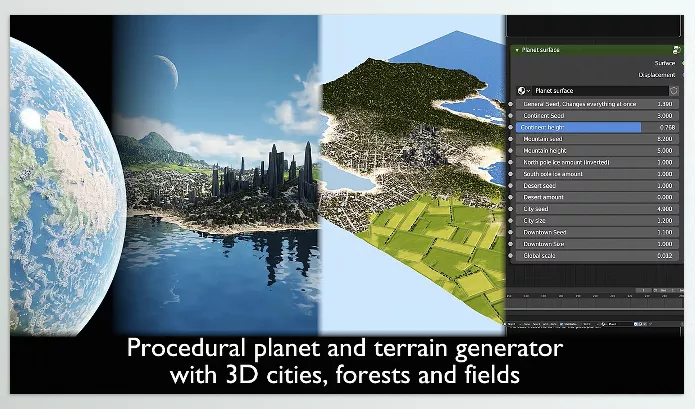 Blender Addon – Procedural Planet And Terrain Generator by SHcreations – Download