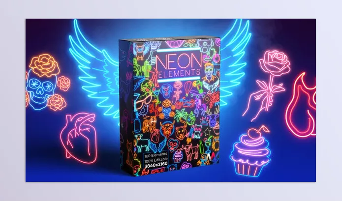 Asset – 100 Neon Elements V2 by mixmedia87 – Download 47613425