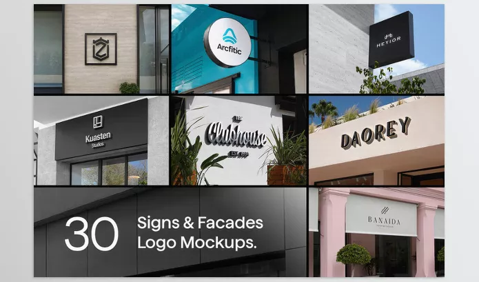 Photoshop Plugin – 30 Signs and Facade Logo Mockups V4 by Asylab – Download
