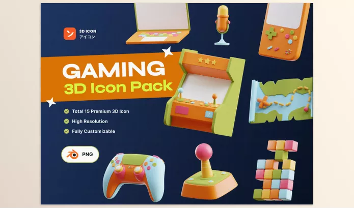 Asset – Gaming 3D Icon Pack by Ui8 – Download