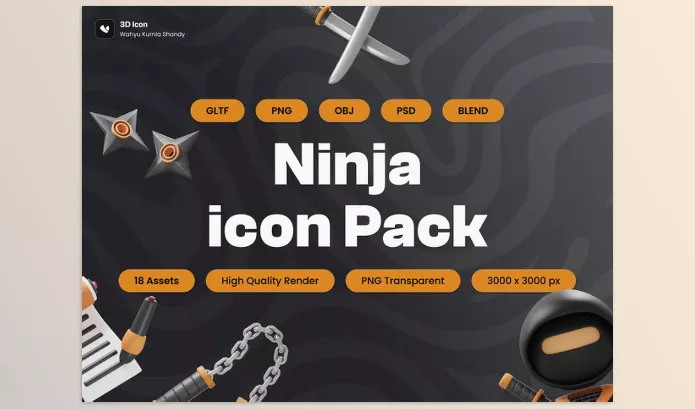 Photoshop Plugin – Ninja 3D Icon Pack by Ui8 – Download
