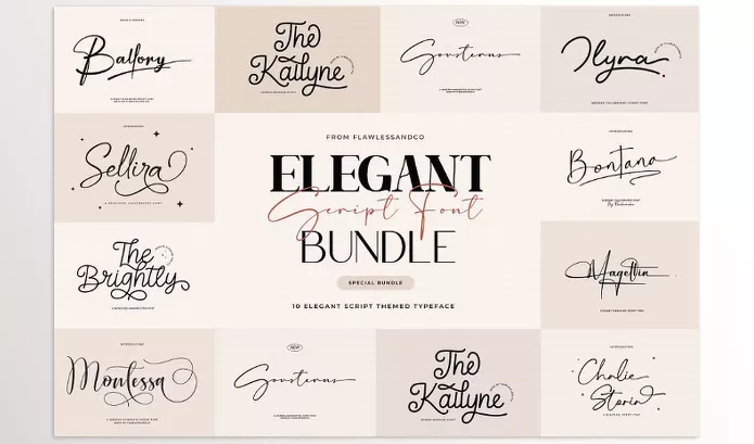 Font – Elegant Script Font Bundle 10 Premium Typefaces by Flawless And Co – Download