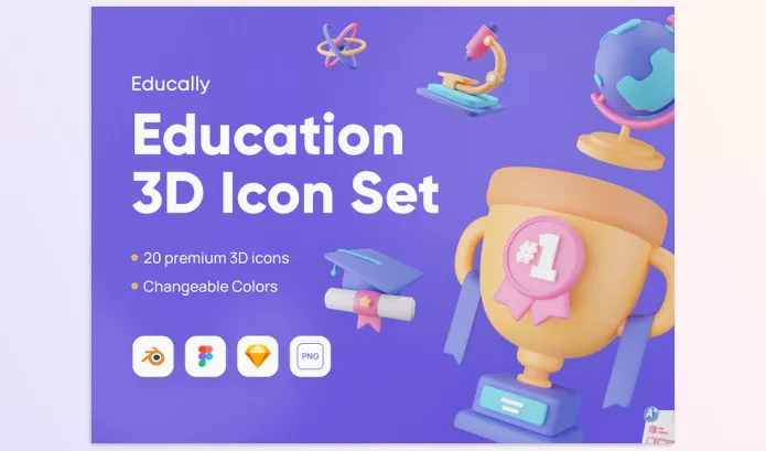 Asset – Educally Education 3D Icon Set by UI8 – Download