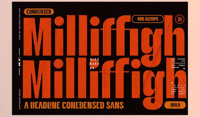 Font – UT Milliffigh A Condensed Font by Universitype – Download