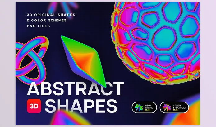 Photoshop Plugin – Iridiscent Abstract 3D Objects by pixelbuddha.net – Download