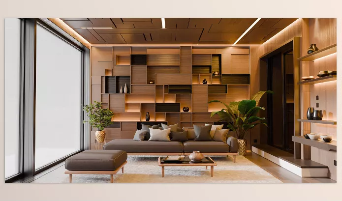 Blender Addon – Modern Abstract Wooden Living Room by Davide Tirindelli – Download