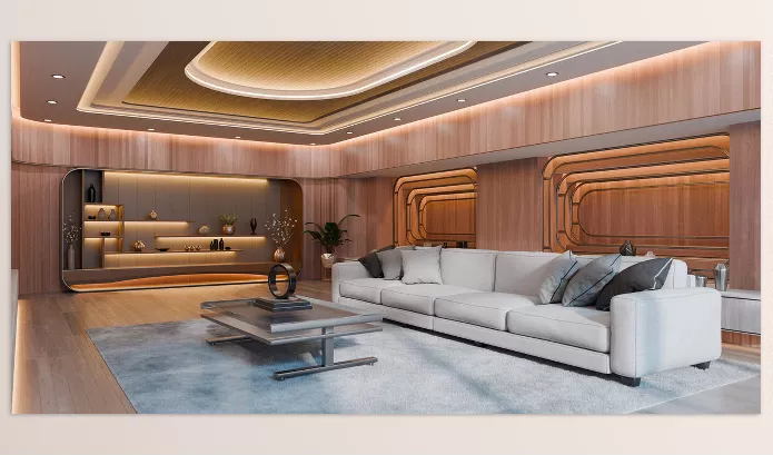 Blender Addon – Modern Curved Wooden Living Room by Davide Tirindelli – Download