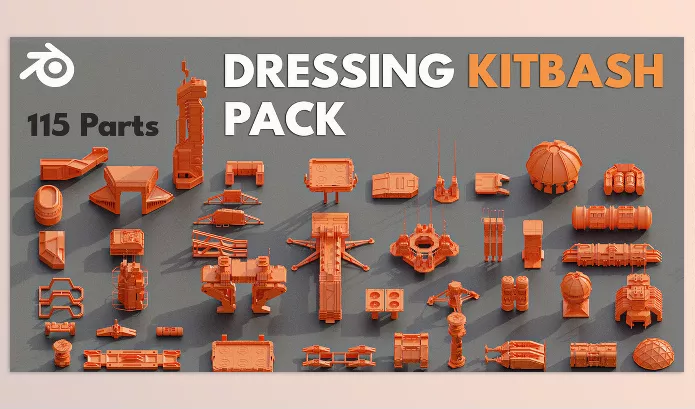 Asset – Sci-Fi Buildings Modular Kitbash Pack Blender Addon by Volodymyr Hrushevskiy – Download
