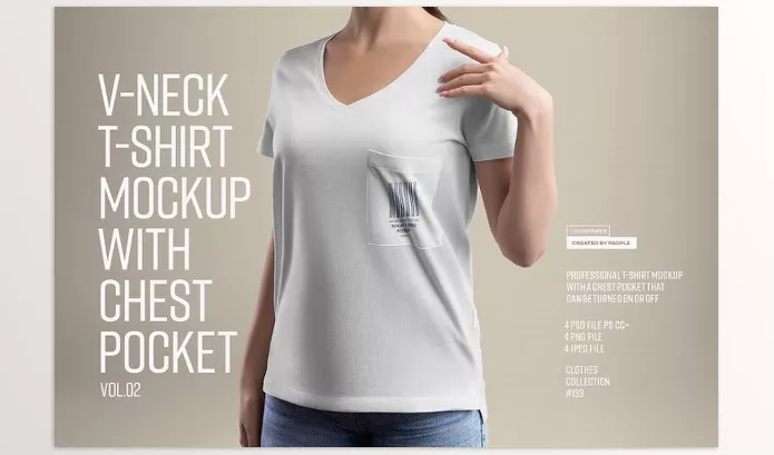 Photoshop Plugin – Mockup Woman V-Neck T-Shirt. vol.02 by Grow Design Craft Studio – Download