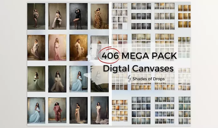 Photoshop Plugin – 406 Mega Pack Digital Canvases by Shades of Drops – Download