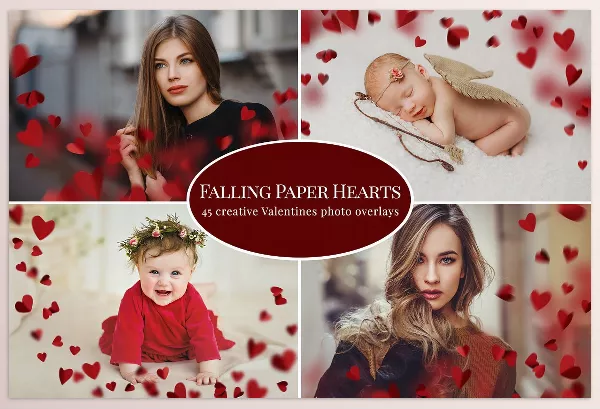 Asset – Falling Paper Hearts photo overlays by BrownLeopard – Download
