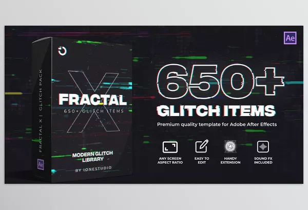 Project – FRACTAL X | 650+ Glitch Pack by ionestudio – Download 36865814