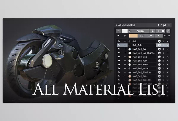 Blender Addon – All Material List by Bookyakuno – Download