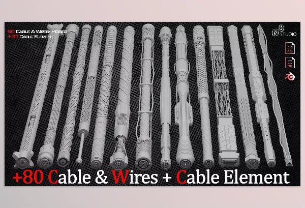 Blender Addon – +80 Cable,Wires, Hoses And Cable Element by N9 Studio – Download
