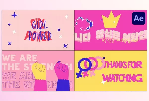 Project – Girl Power Typography Scenes for After Effects by BoxOfMotion – Download 51236598