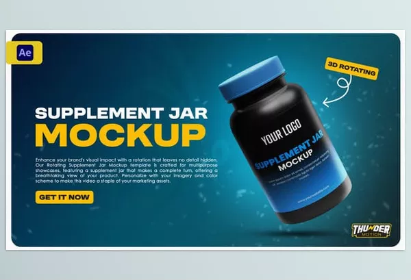 Plugin – Supplement Jar Video Mockup by ThunderMotion – Download 54401432