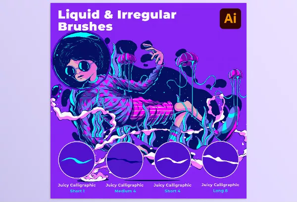 Illustrator Plugin – The Intergalactic Liquid and Irregular Illustrator Brushes by Fernando Nunes – Download