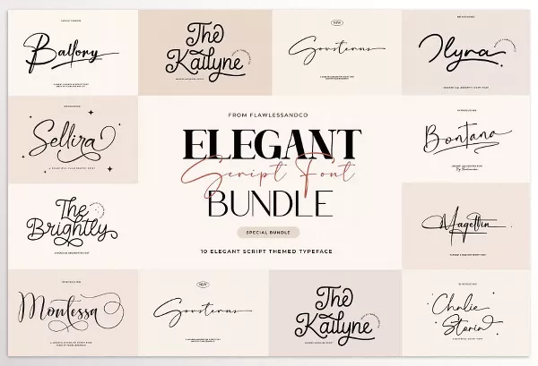 Font – Elegant Script Font Bundle 10 Premium Typefaces by Flawless And Co – Download