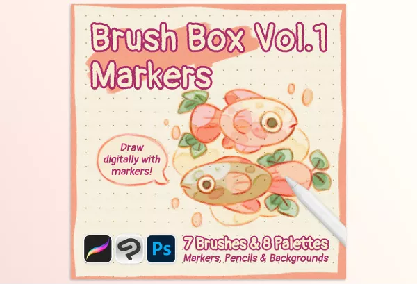 Plugin – Brush Box Vol.1 Markers Pencils and Palettes by Olguioo – Download