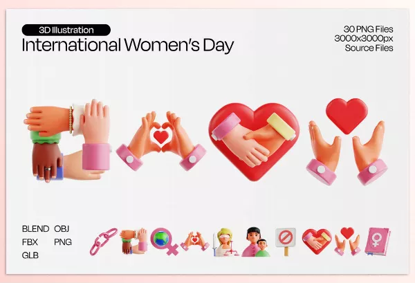 Asset – Women’s Day 3D Icon Set by Eklip Studio – Download
