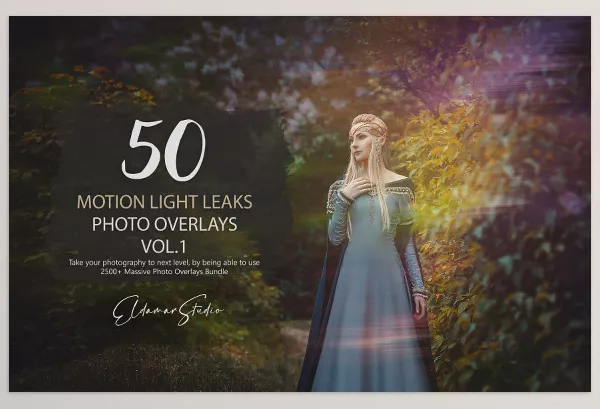 Photoshop Plugin – 50 Motion Light Leaks Photo Overlays by Artstation – Download
