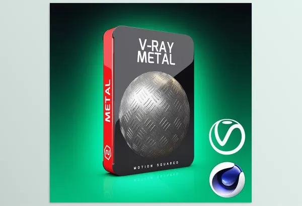 C4D Asset – V-Ray Metal Texture Pack for Cinema 4D by Motion Squared – Download