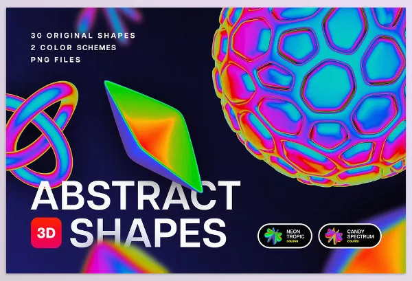 Photoshop Plugin – Iridiscent Abstract 3D Objects by pixelbuddha.net – Download